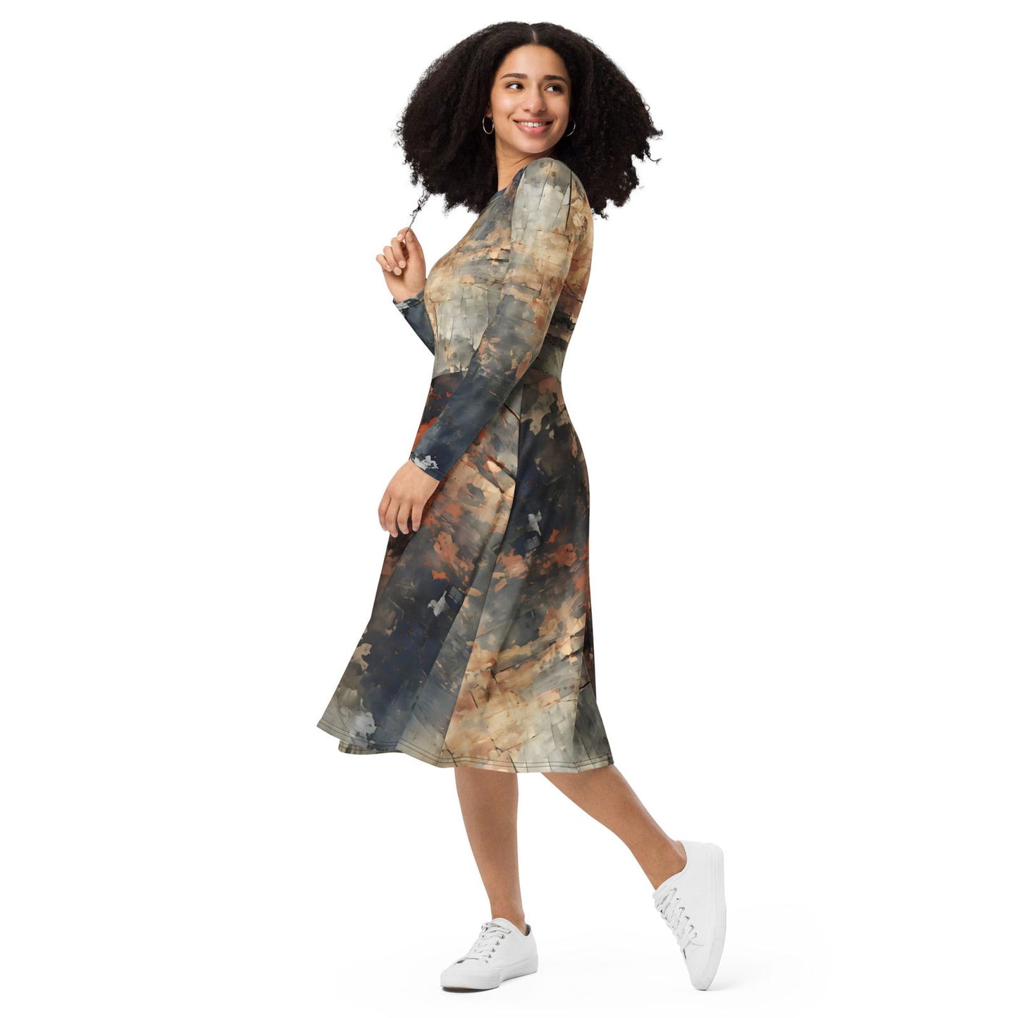 Robe d'automne Femme / Robe midi à manches longues