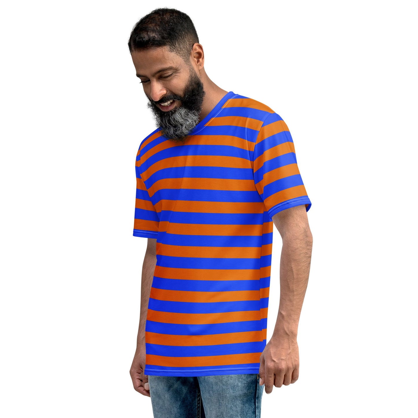 Camiseta Rayas Azul Naranja Hombre