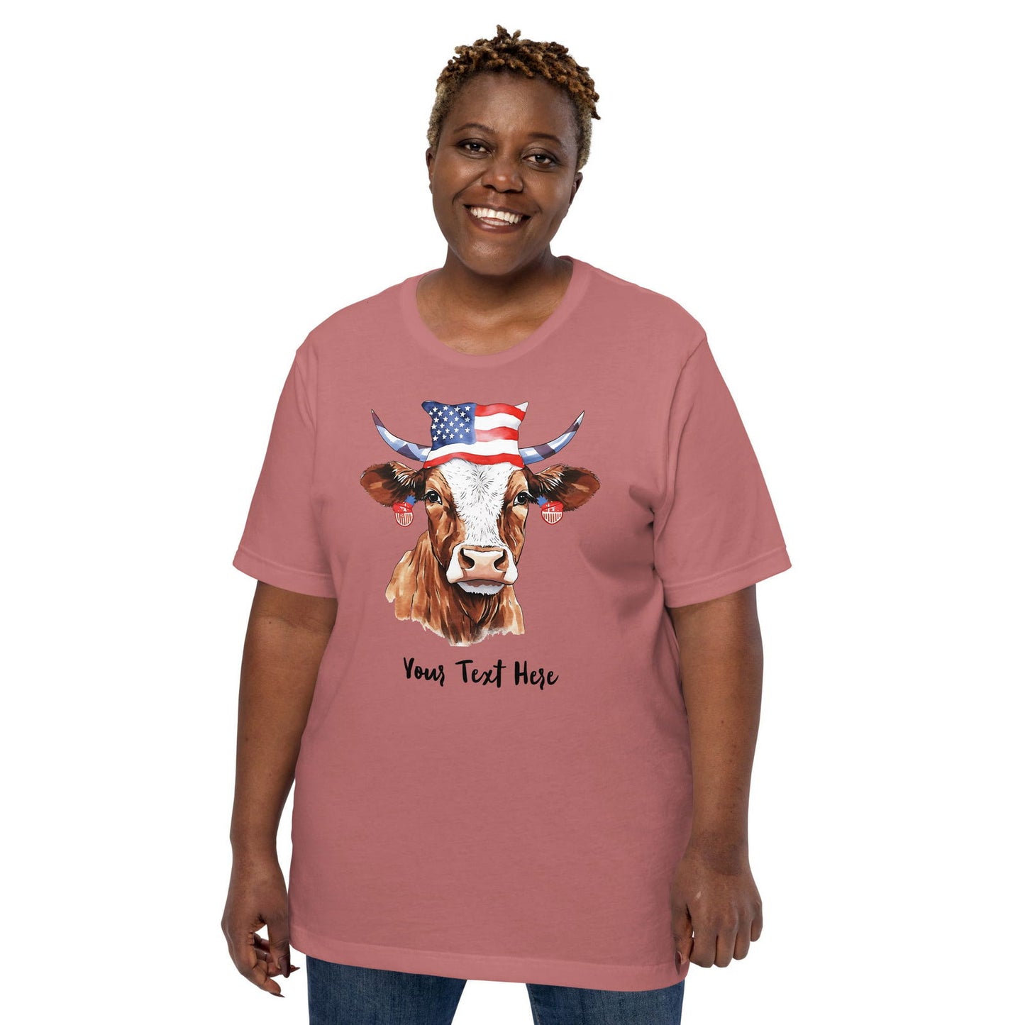 Camiseta customizável com vaca patriótica para amantes de vacas