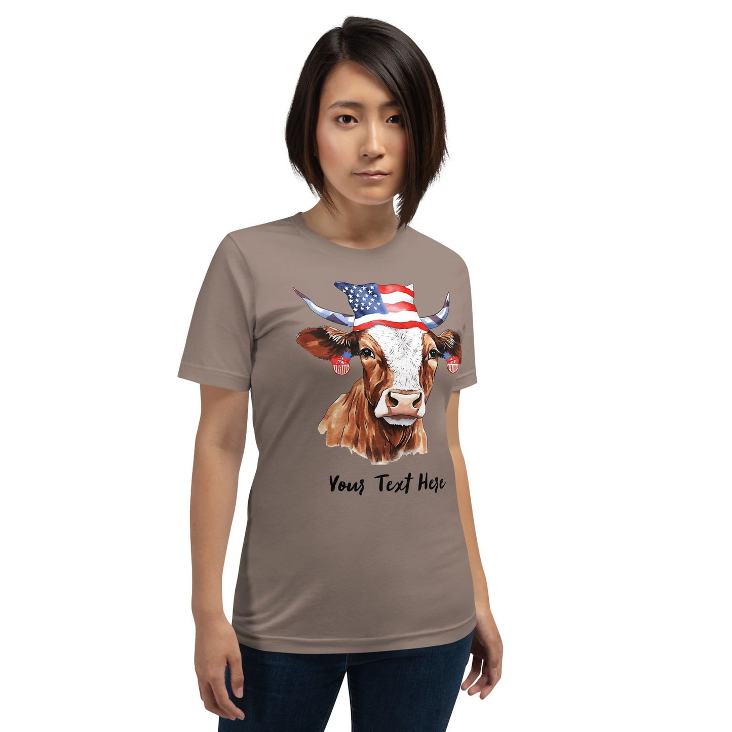 T-shirt personnalisable avec vache patriotique pour les amateurs de vaches