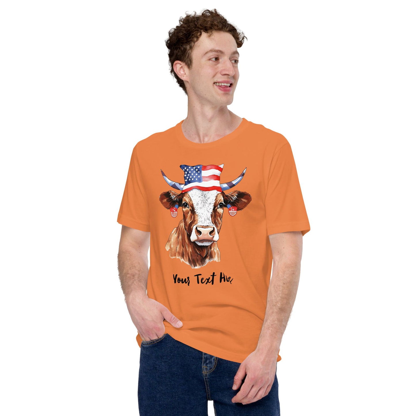 Aanpasbare T-shirt met patriottische koe voor koeliefhebbers