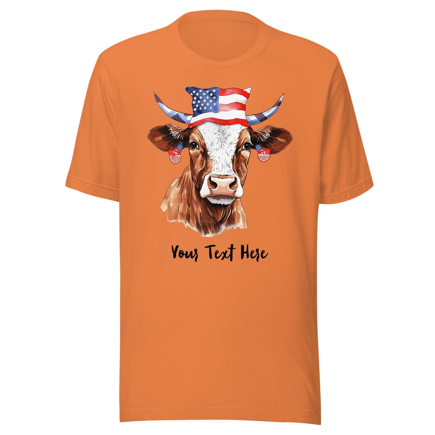 Camiseta customizável com vaca patriótica para amantes de vacas