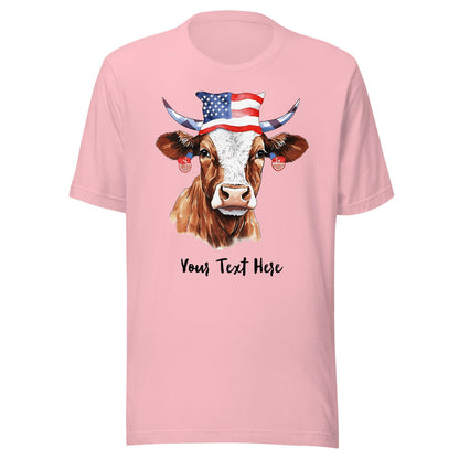 Camiseta customizável com vaca patriótica para amantes de vacas