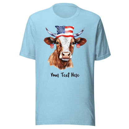 Camiseta customizável com vaca patriótica para amantes de vacas