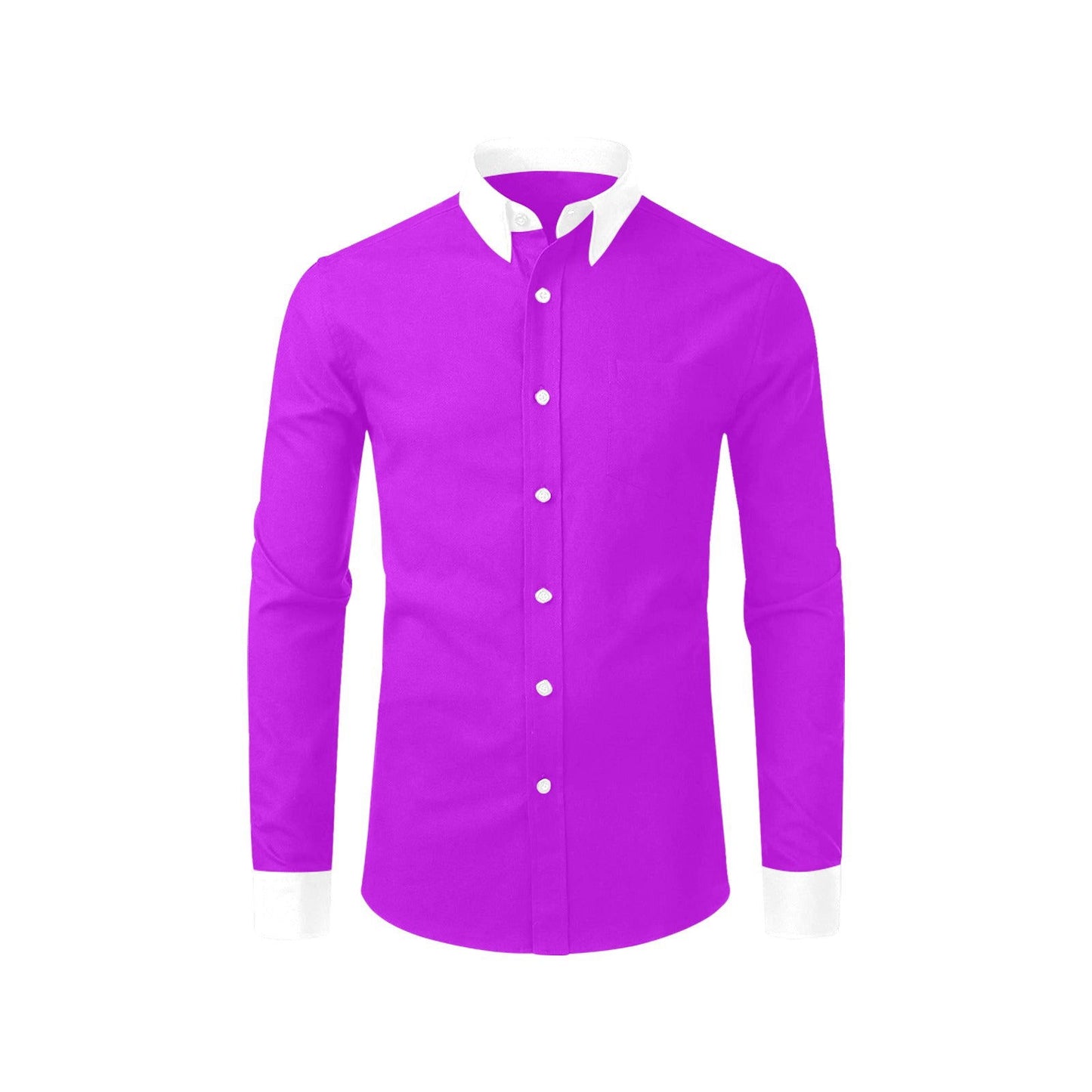 Camisa De Vestir Morada Con Cuello Y Puños Blancos