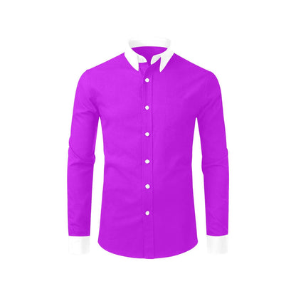 Camisa De Vestir Morada Con Cuello Y Puños Blancos