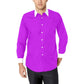 Camisa De Vestir Morada Con Cuello Y Puños Blancos