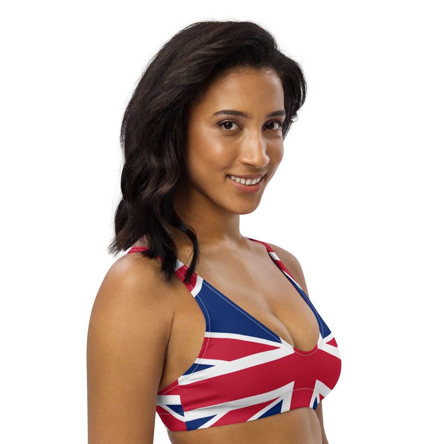 Recycling-Polyester-Bikinioberteil Union Jack Uk / umweltfreundliche Badebekleidung