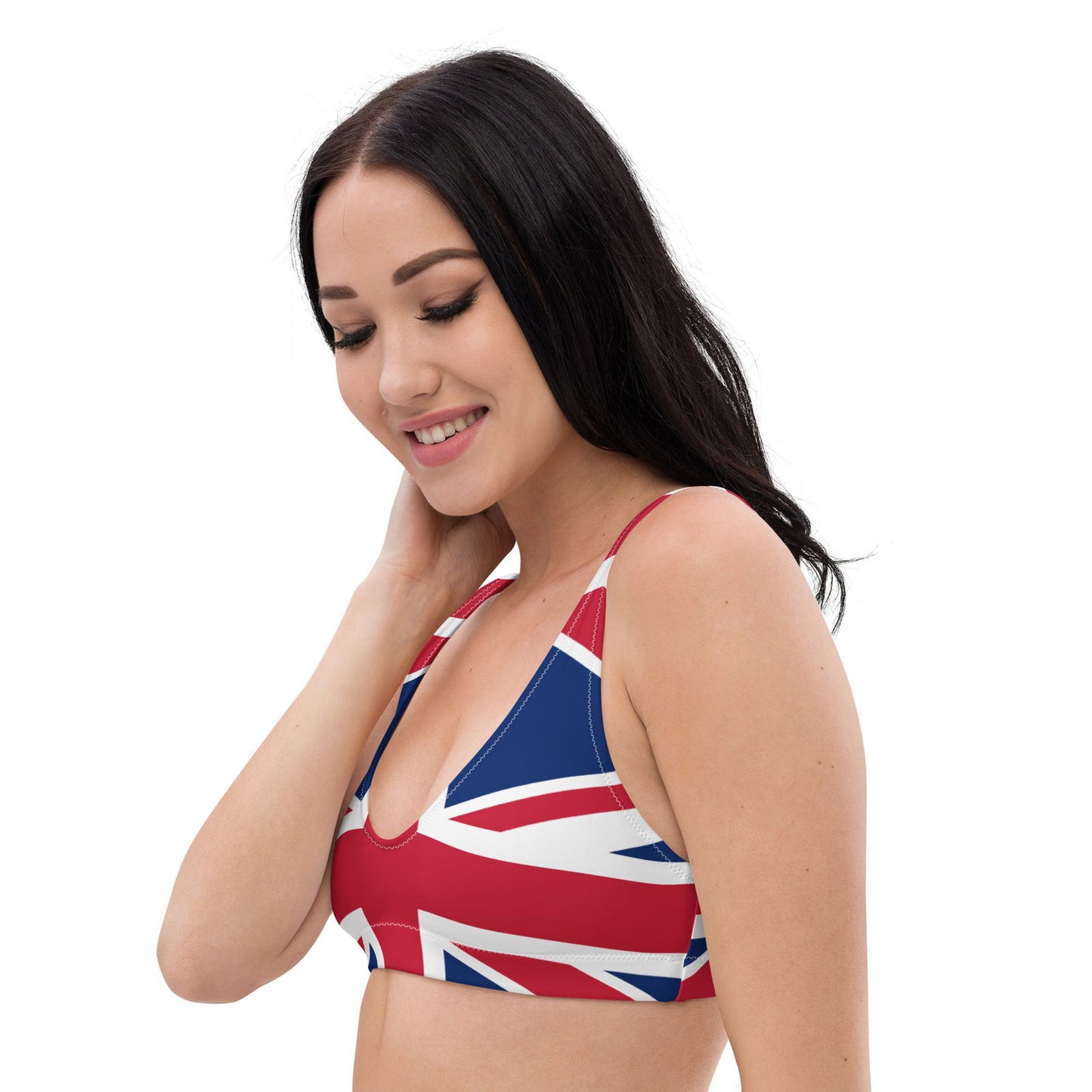 Parte superior reciclada Union Jack do biquini do poliéster/roupas de banho amigáveis ​​de Eco