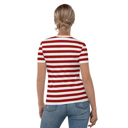 T-shirt rayé rouge et blanc pour femme