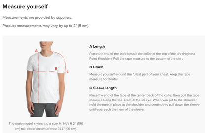 Measure yourself and buy your perfect t-shirt