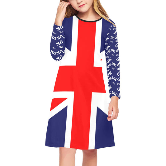 Girls Union Jack dress with long sleeves