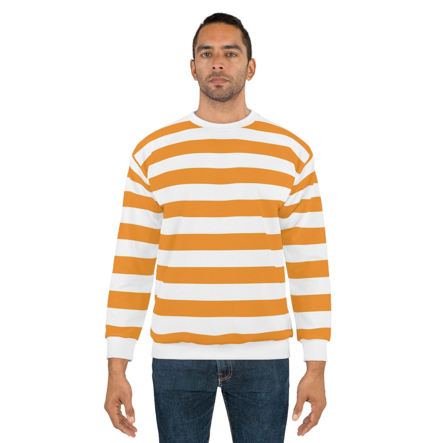 Orange Striped Sweater For Men And Woman
