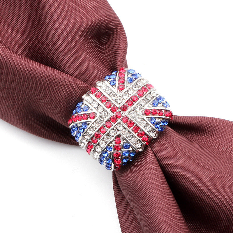 UK flag colors ring - bold red, white, and blue statement piece