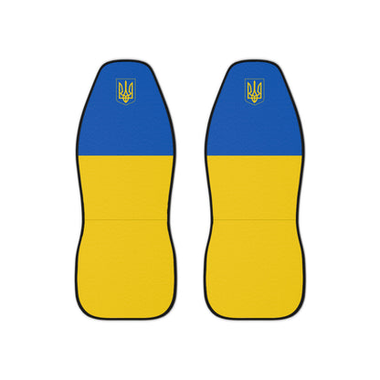 Set Of Two Ukraine Flag Car Seat Covers Universal With Coat Of Arms