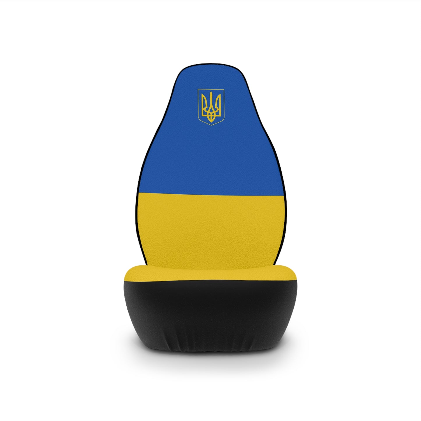 Front Side Ukraine Flag Car Seat Covers Universal With Coat Of Arms