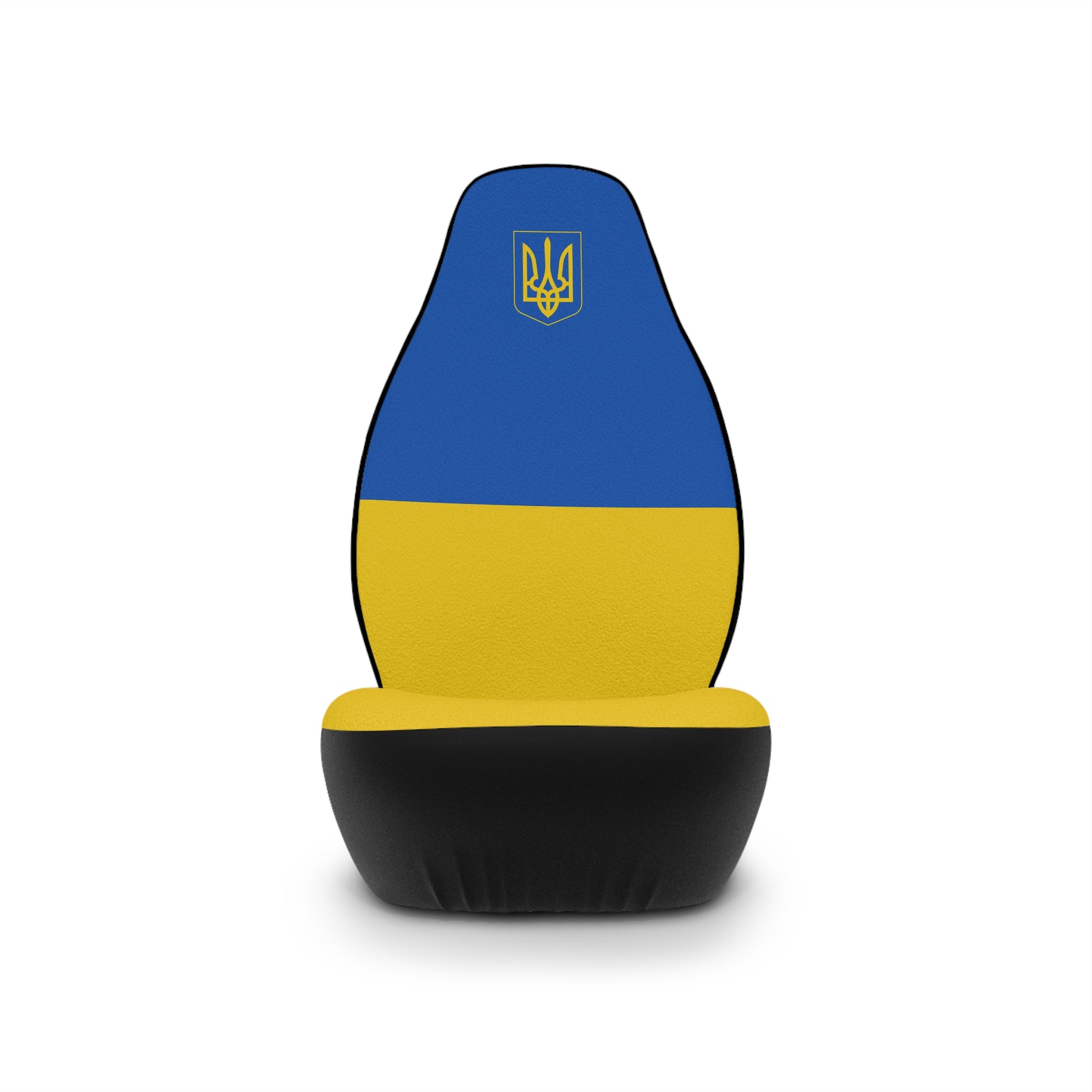 Front Side Ukraine Flag Car Seat Covers Universal With Coat Of Arms