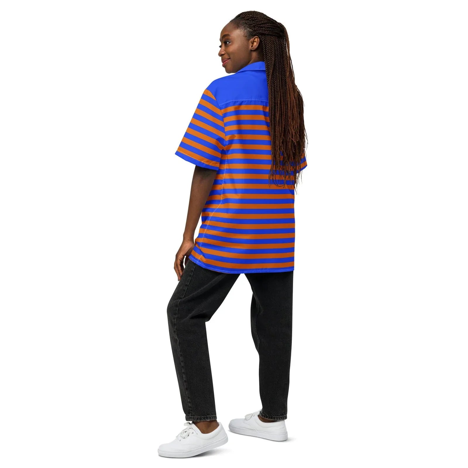 Orange and Blue Dress Shirt | Striped Button Up UPF50+ M / Blue/Orange Striped Orange and Blue Dress Shirt | Striped Button Up UPF50+ M / Blue/Orange Striped