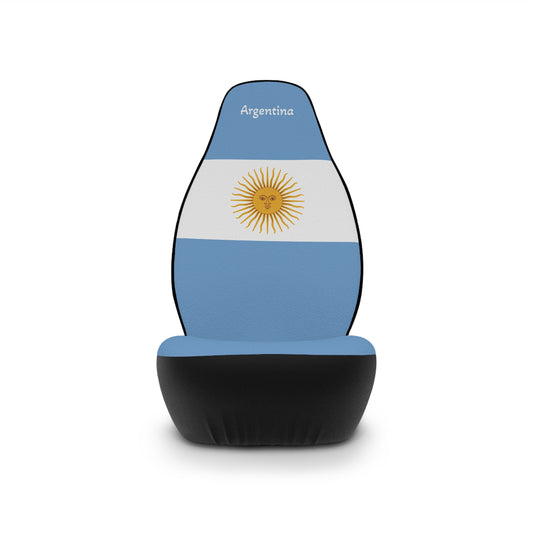 All-over print Argentina flag universal car seat covers in blue and white polyester