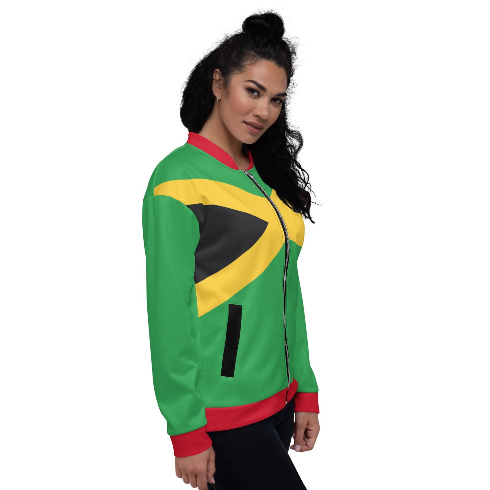 All season unisex Jamaica bomber jacket outfit