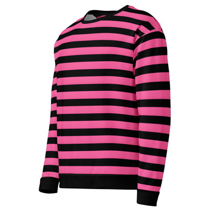 Alternative pink and black striped pullover sweatshirt