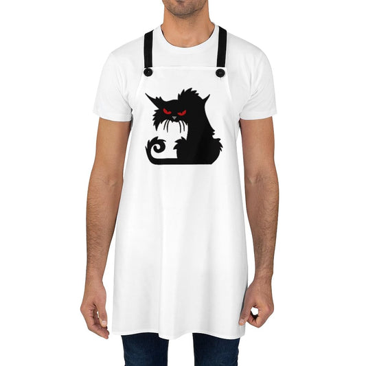 Angry Cat Cooking Apron made from 100% polyester with black detachable straps