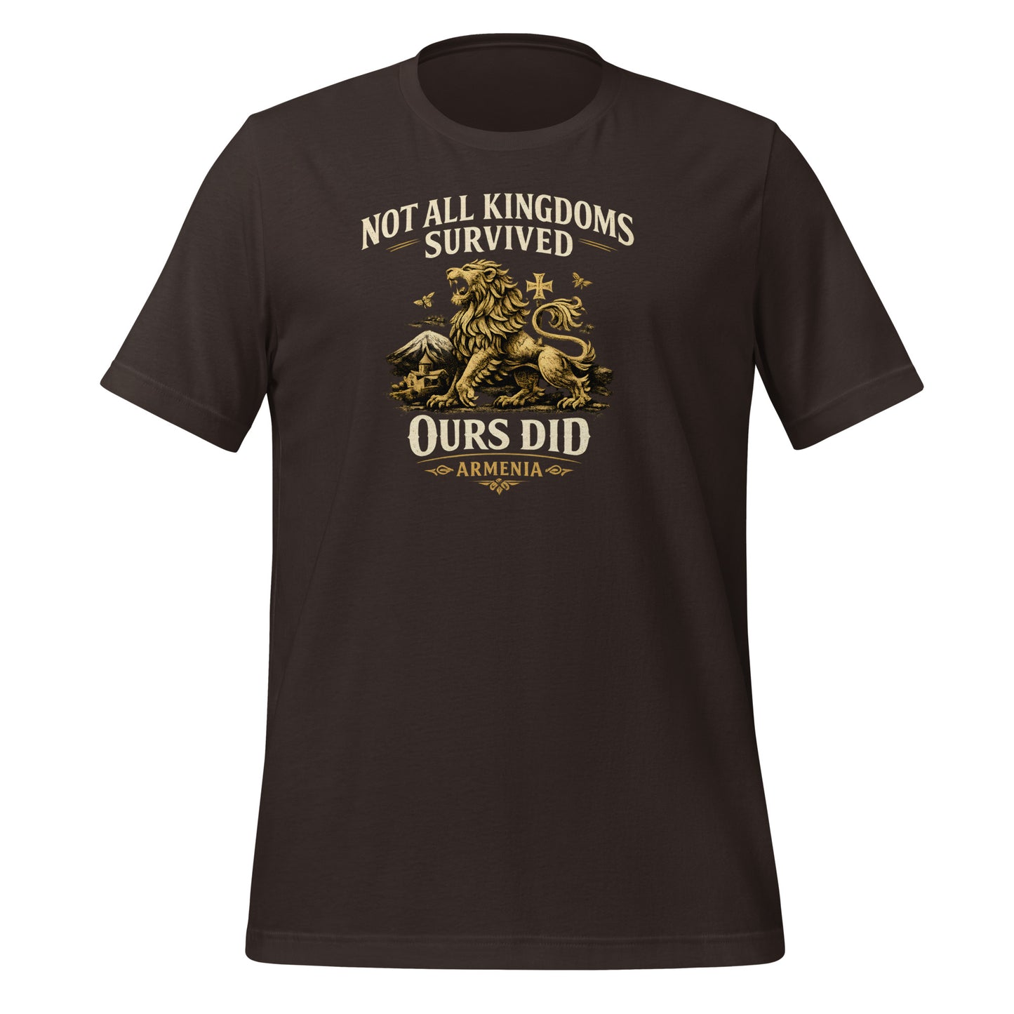 Ararat mountain and lion print with "Not All Kingdoms Survived" text