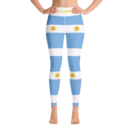 Argentina Flag Yoga Leggings with blue and white stripes