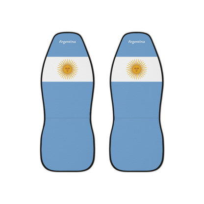 Argentina flag car seat covers set of 2 with celeste and white stripes and Sol de Mayo