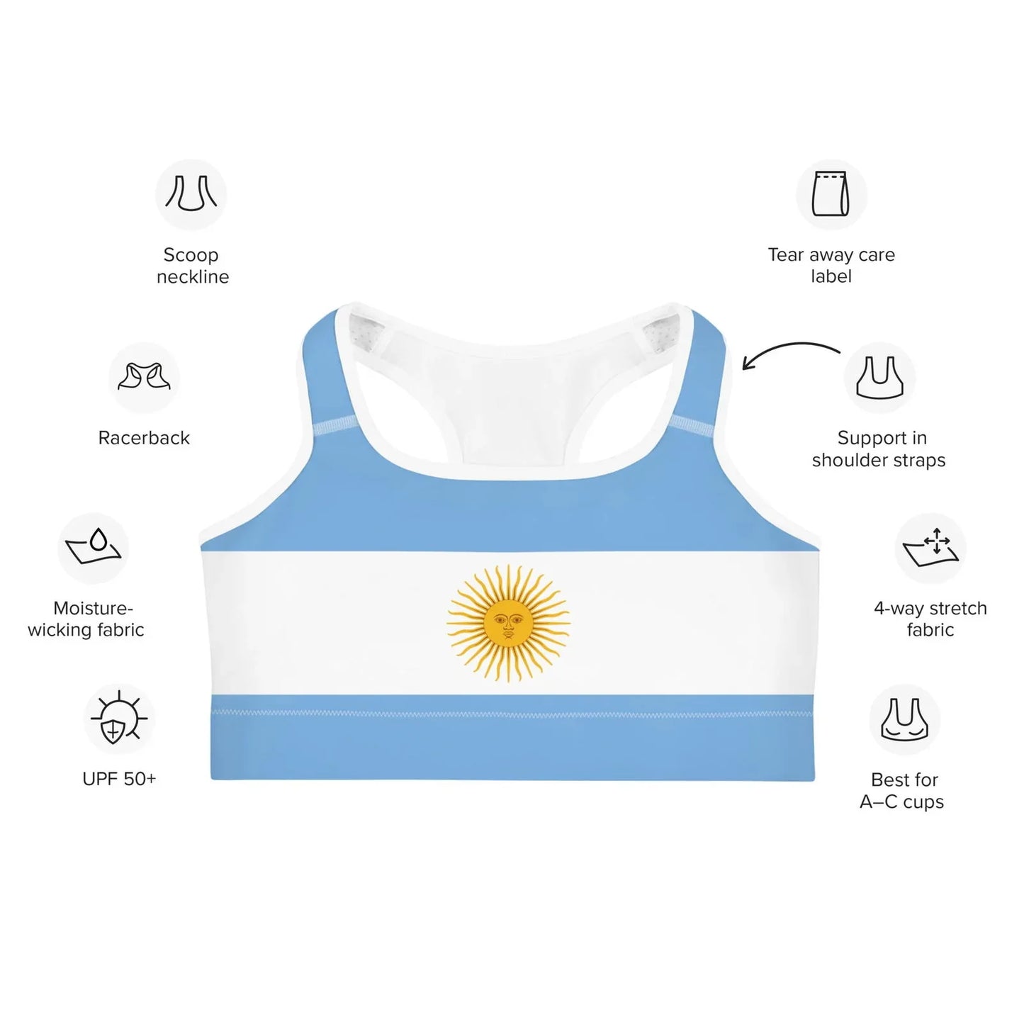 Argentina flag workout bra for yoga and training