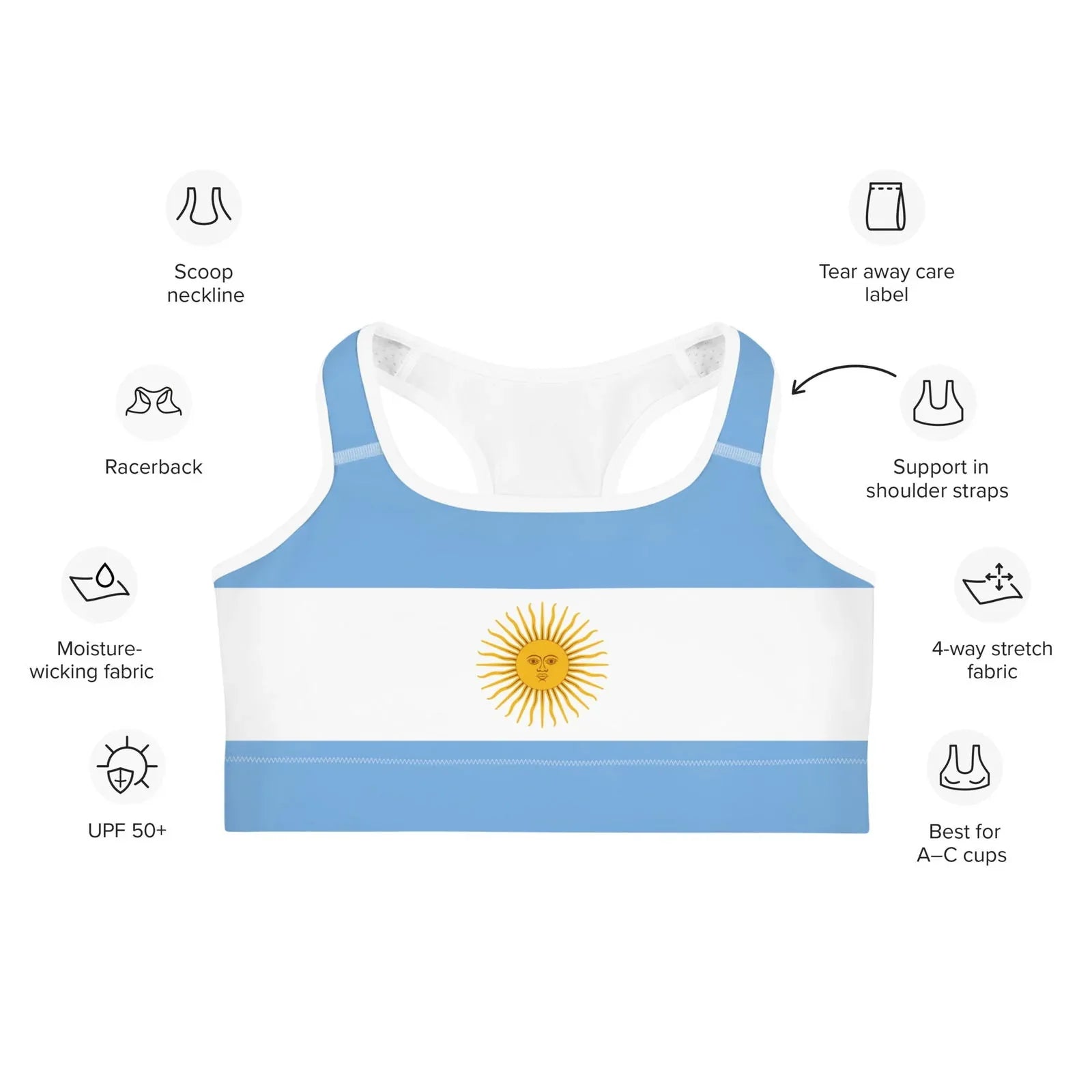 Argentina flag workout bra for yoga and training