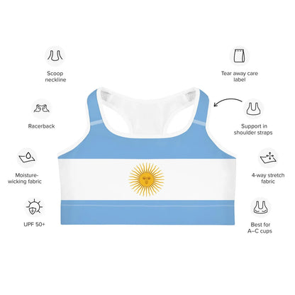 Argentina flag workout bra for yoga and training