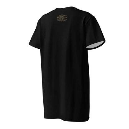 Armenian pride text on back of black t-shirt dress