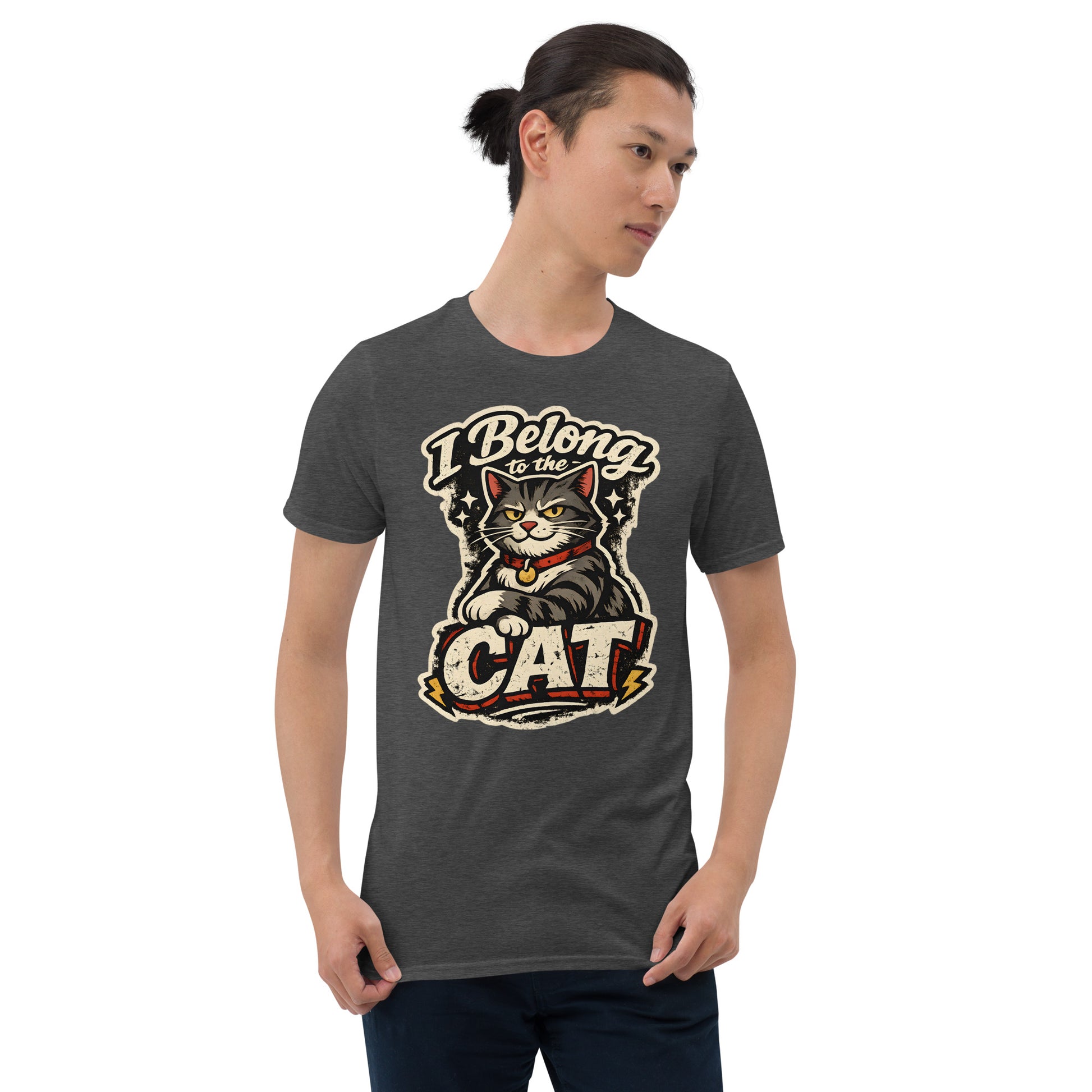 Artistic vintage typography t-shirt for cat enthusiasts