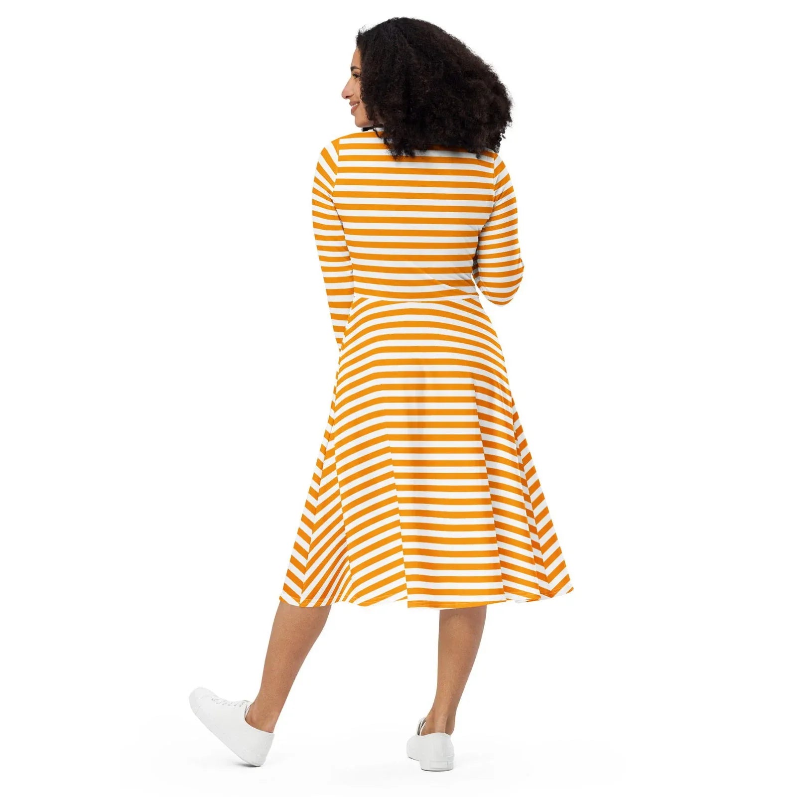 orange and white striped dress Neon Stripe Maxi Orange/White Stripe Ellesandra Boat Neck Mini Dress