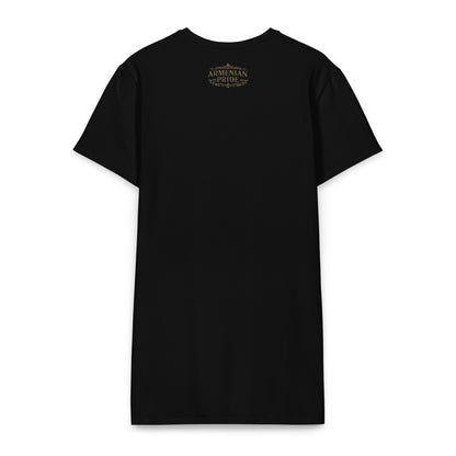 Back side Armenian heritage graphic dress with lion and mountain design