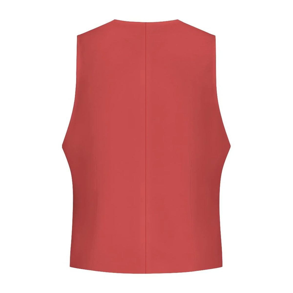Back view of men's red sleeveless suit vest