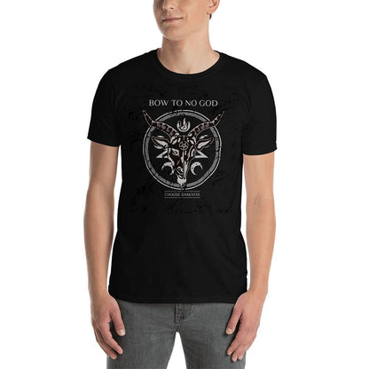 Baphomet T-Shirt Bow to No God occult streetwear design