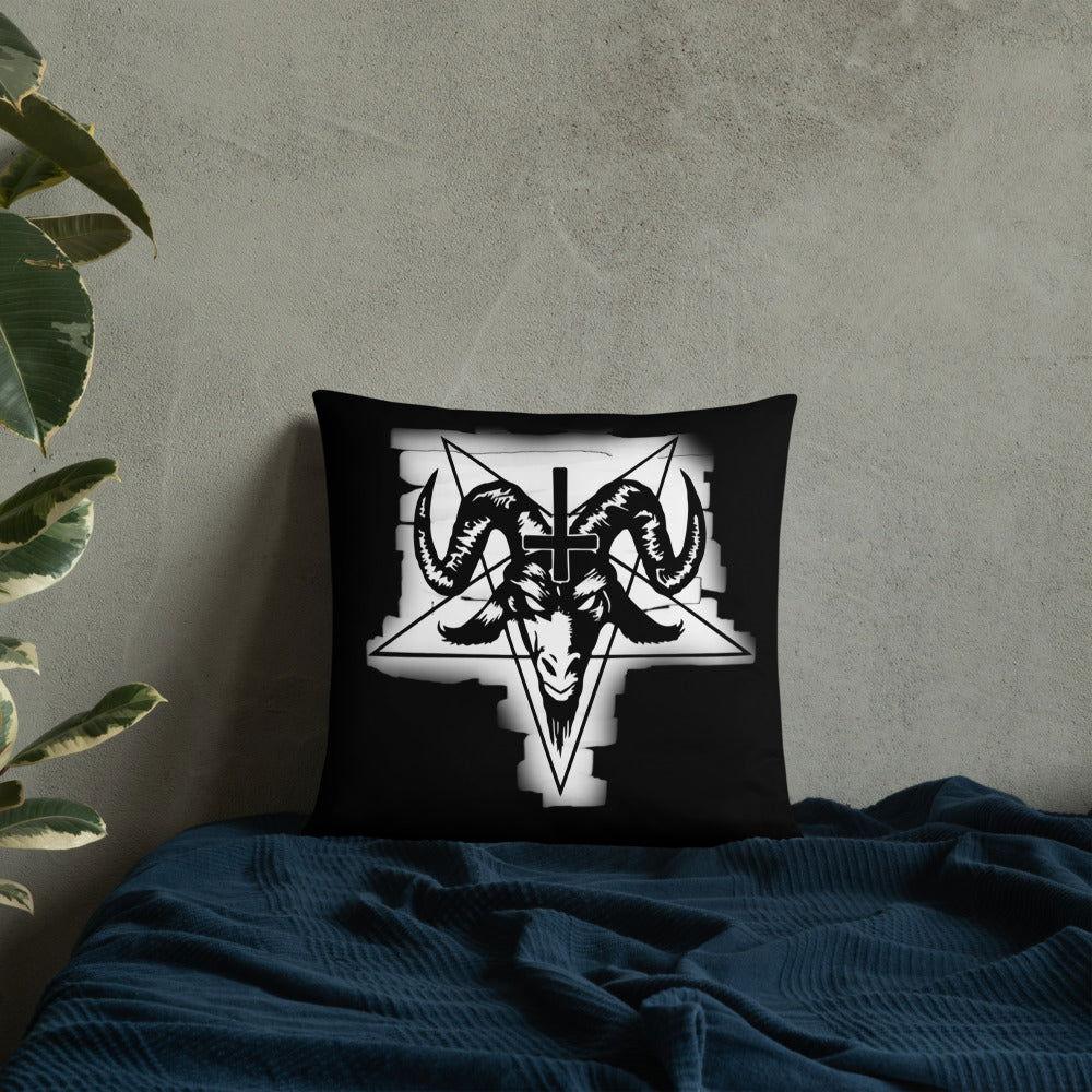 Baphomet pillow with occult symbols