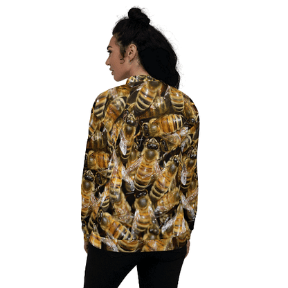 Bee themed bomber jacket gift for nature and pollinator lovers