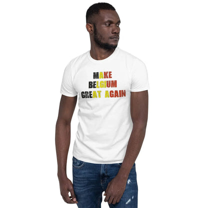 Belgium lover gift t-shirt with distressed flag color lettering