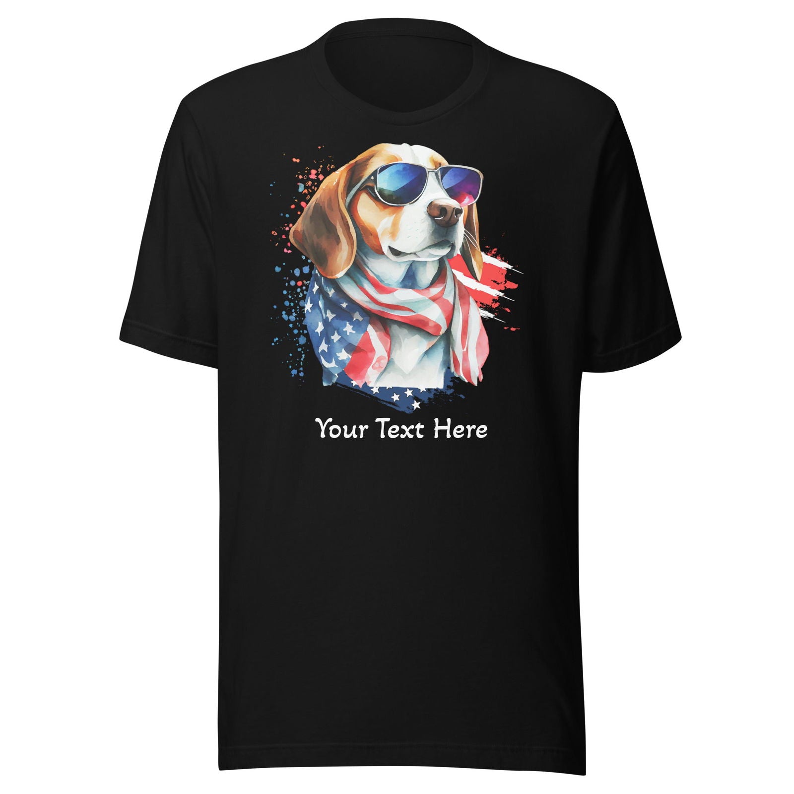 Black Customizable Tshirt With Patriotic Dog