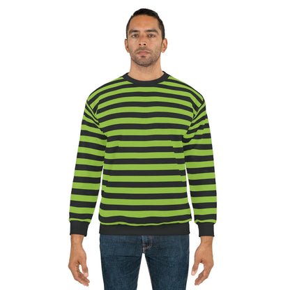 Black and green striped sweater for men and women