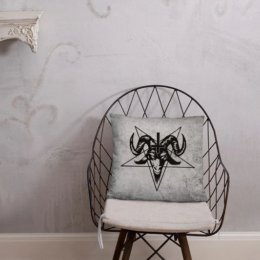 Black and grey Baphomet throw pillow