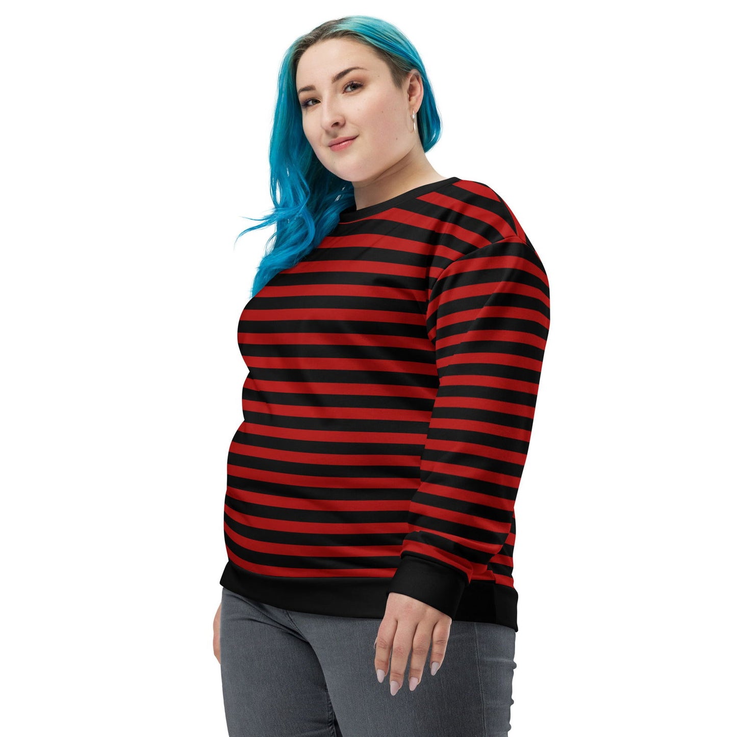 Black and red horizontal striped sweatshirt for urban fashion