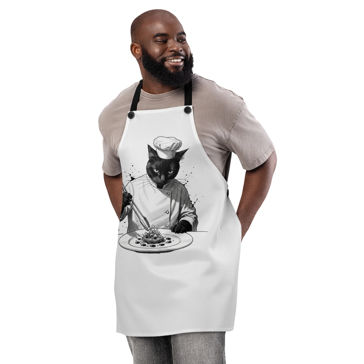 Black cat apron for kitchen use