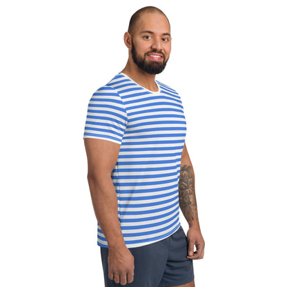 Blue And White Striped T-Shirt Men 