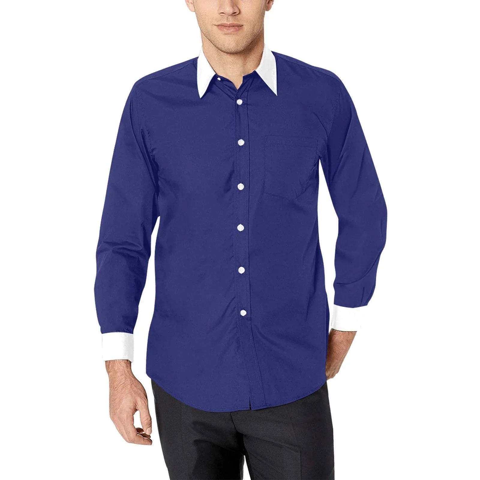 Blue Dress Shirt with White Collar & Cuffs | Men's Blue Shirt White Collar XS / Blue Blue Dress Shirt with White Collar & Cuffs | Men's Blue Shirt White Collar XS / Blue