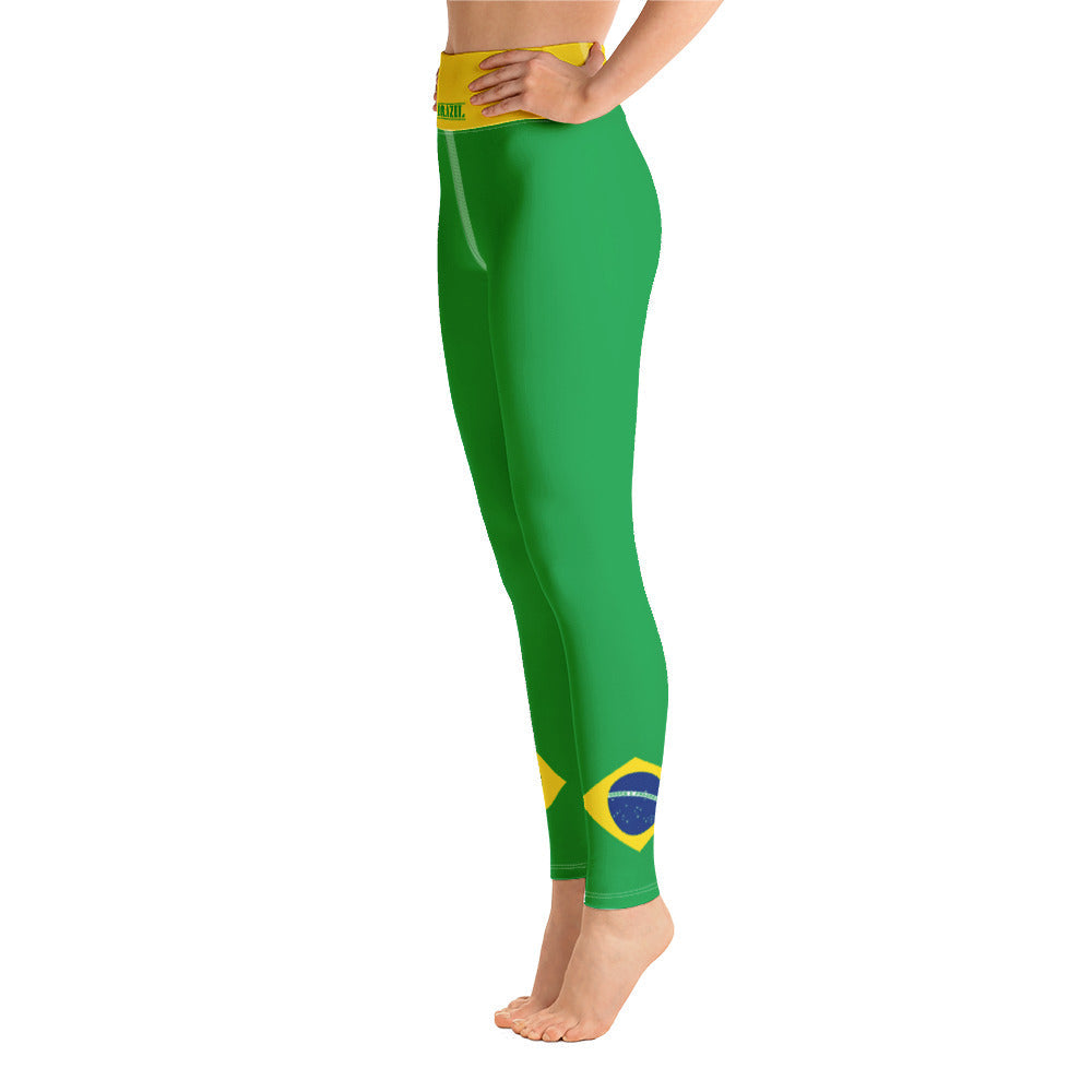 Brazil Flag Yoga Leggings With Inside Pocket