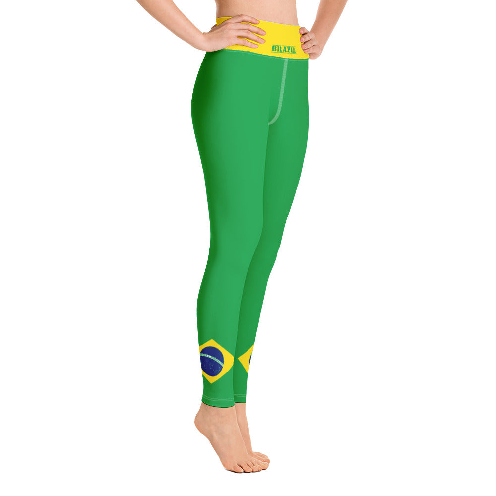 Brazil Flag Yoga Leggings With Inside Pocket